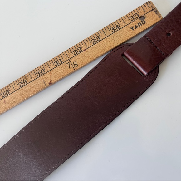 Sandwich Wide Leather Belt Brown Waist Belt European Made Adjustable M L - Picture 6 of 11